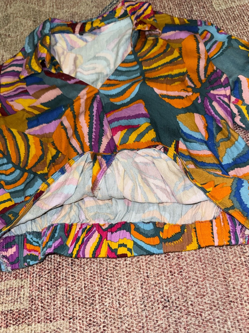 Haute Hippie monstera leaf print long sleeve pullover collared blouse small - Picture 4 of 11